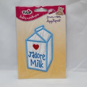 Baby Iron On J'adore Milk Carton Patch Applique Tulip Baby Couture Transfer